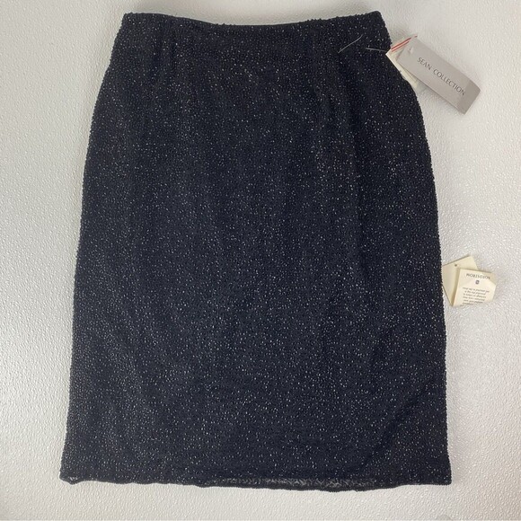VTG Sean Collection Women L Black Formal Witchy Beaded Skirt ClassicCore NWT - Picture 4 of 14